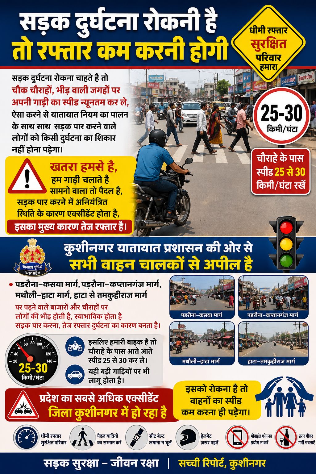 सड़क दुर्घटनाएं रोकनी हैं तो रफ्तार कम करनी होगी